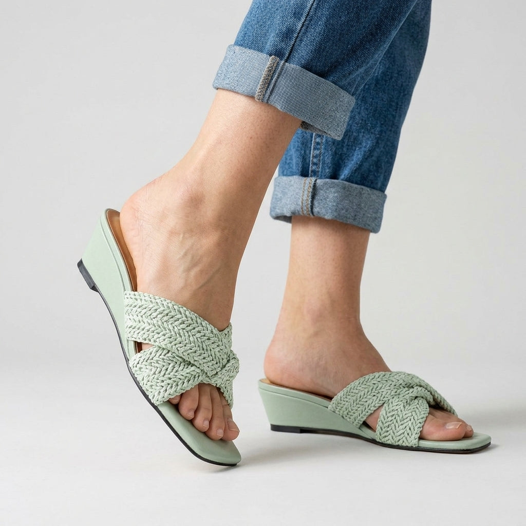 Isla Woven Wedge Slides