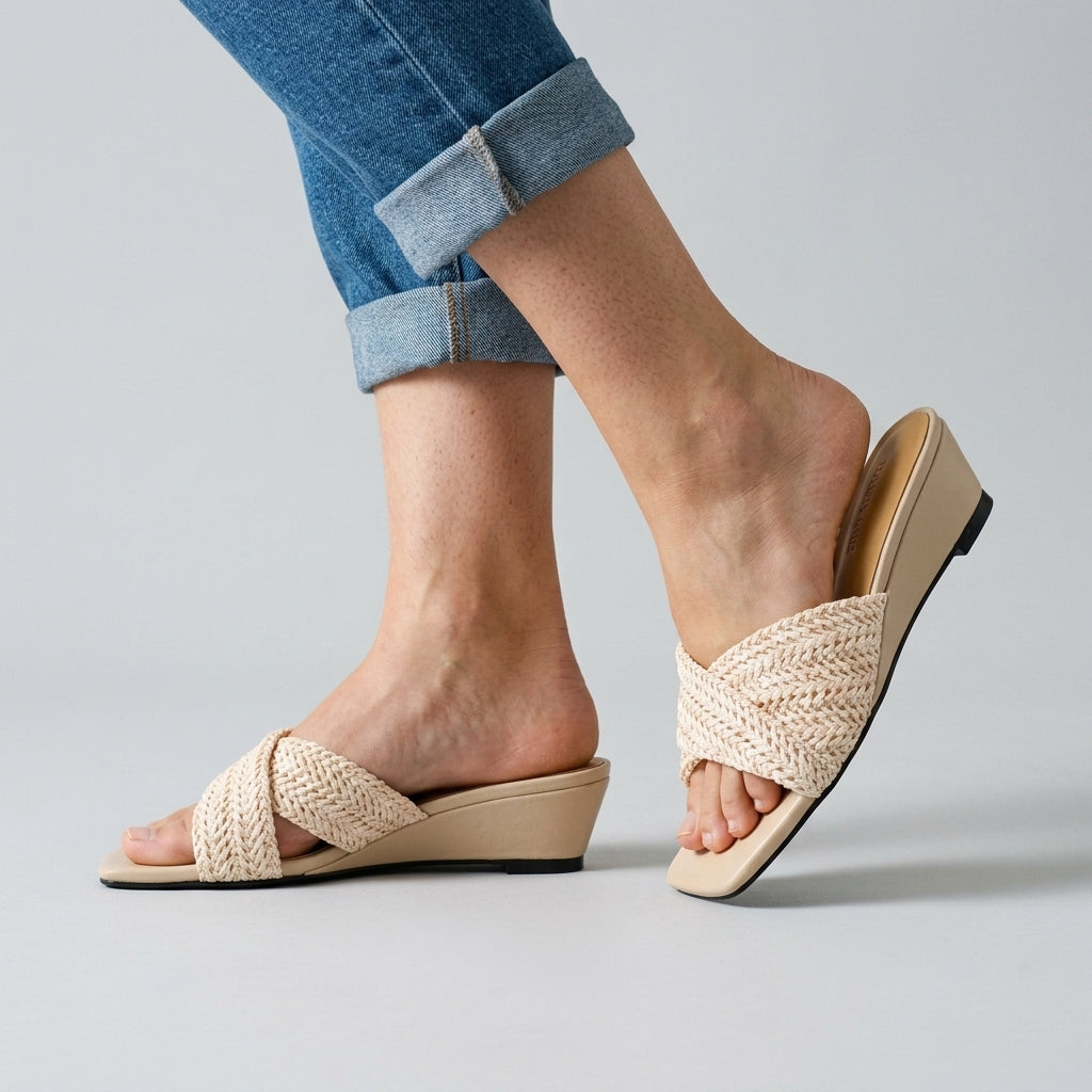 Isla Woven Wedge Slides