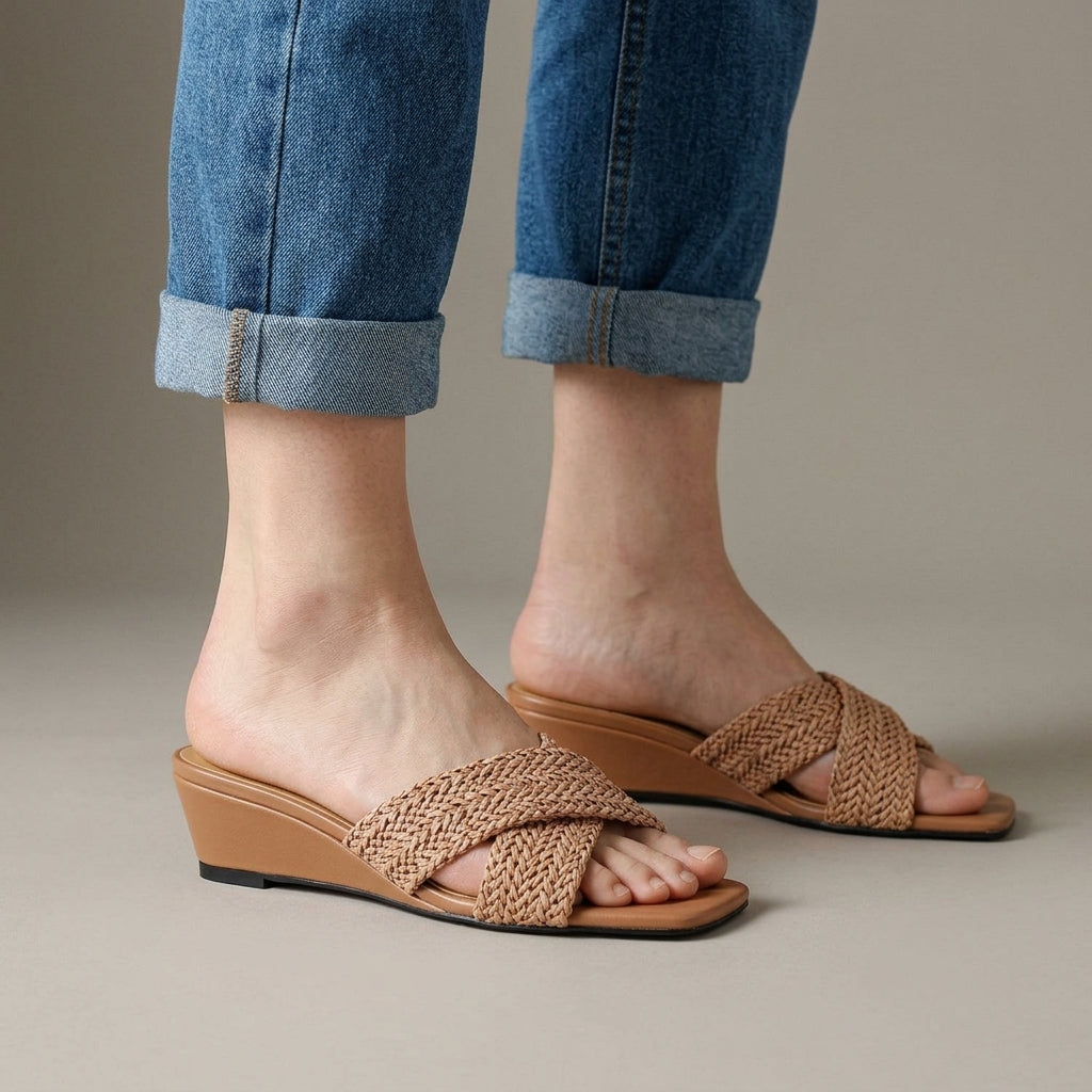 Isla Woven Wedge Slides