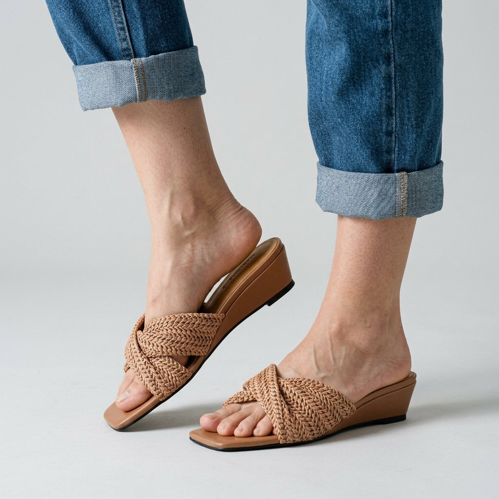 Isla Woven Wedge Slides