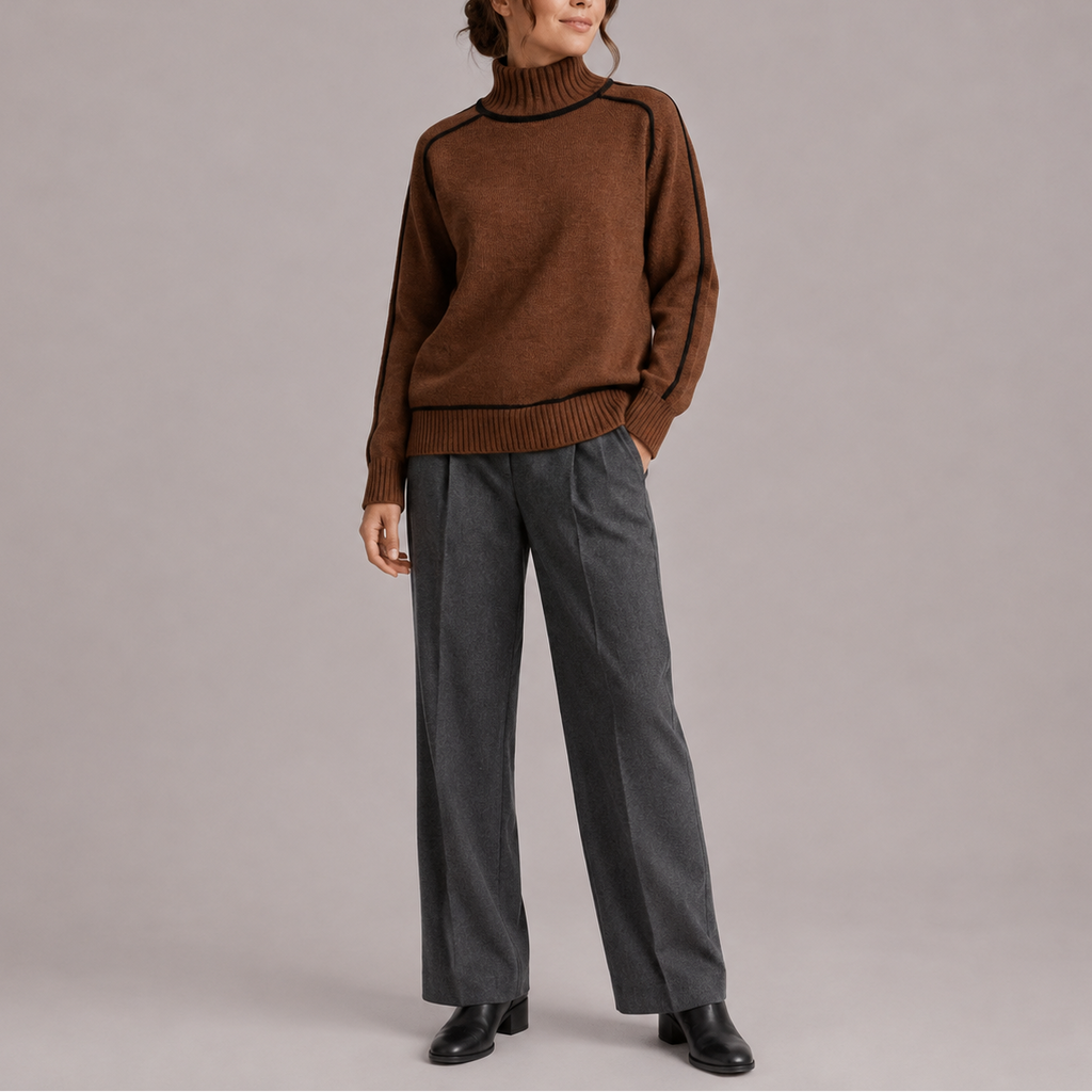 Contrast Trim Turtleneck