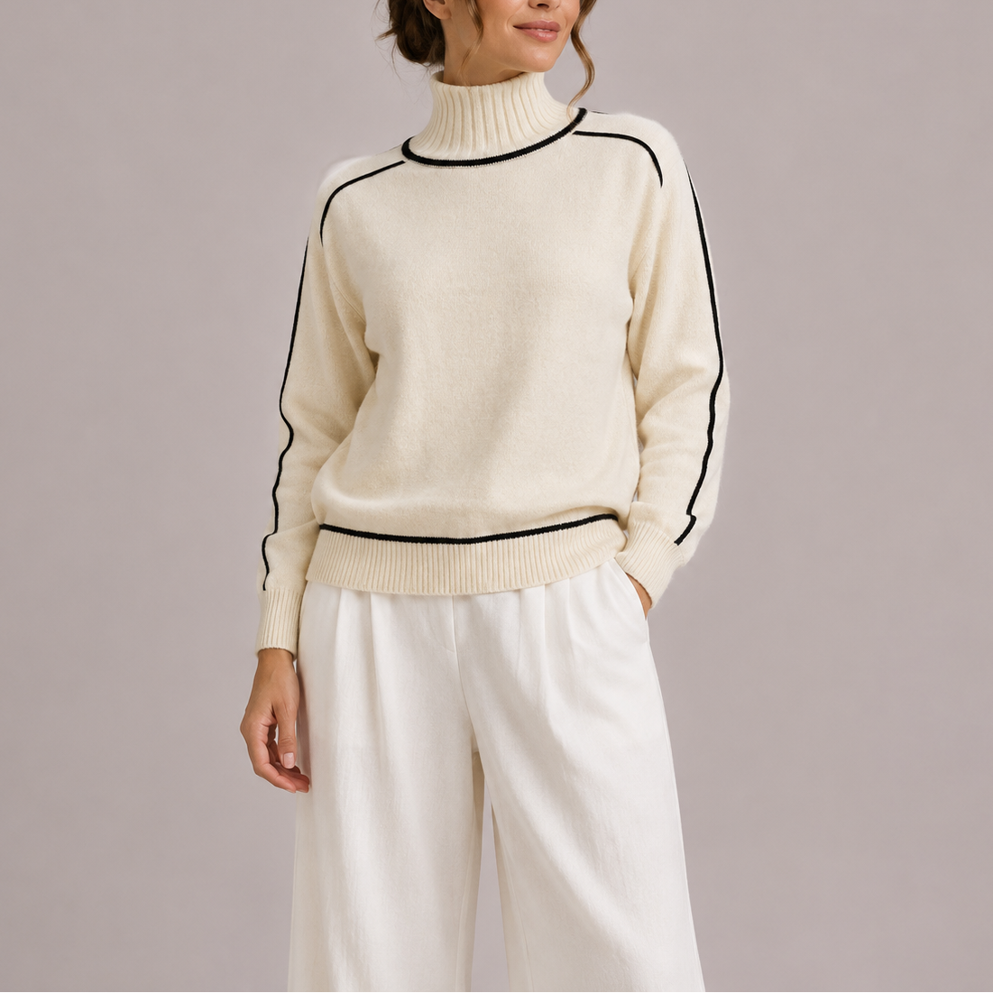Contrast Trim Turtleneck