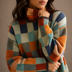 Checkered Turtleneck Sweater