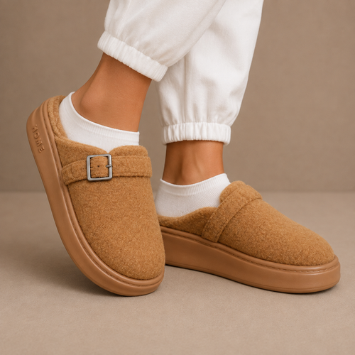 Buckle Fleece Slippers