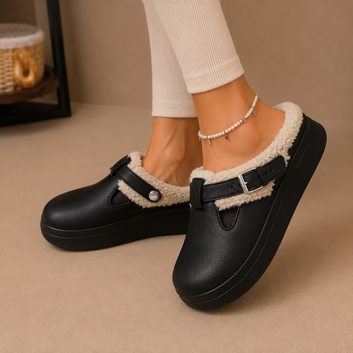 Buckle Cozy Slippers
