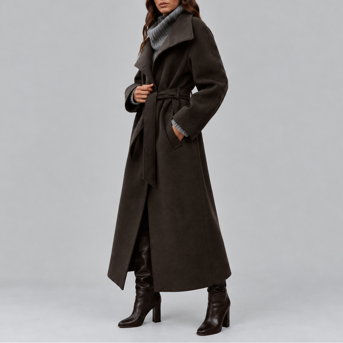 Belted Wrap Wool Coat