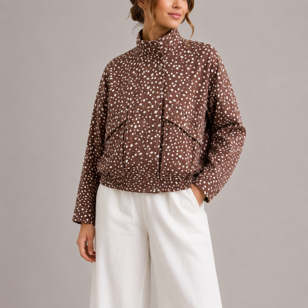 Polka Dot Cropped Bomber