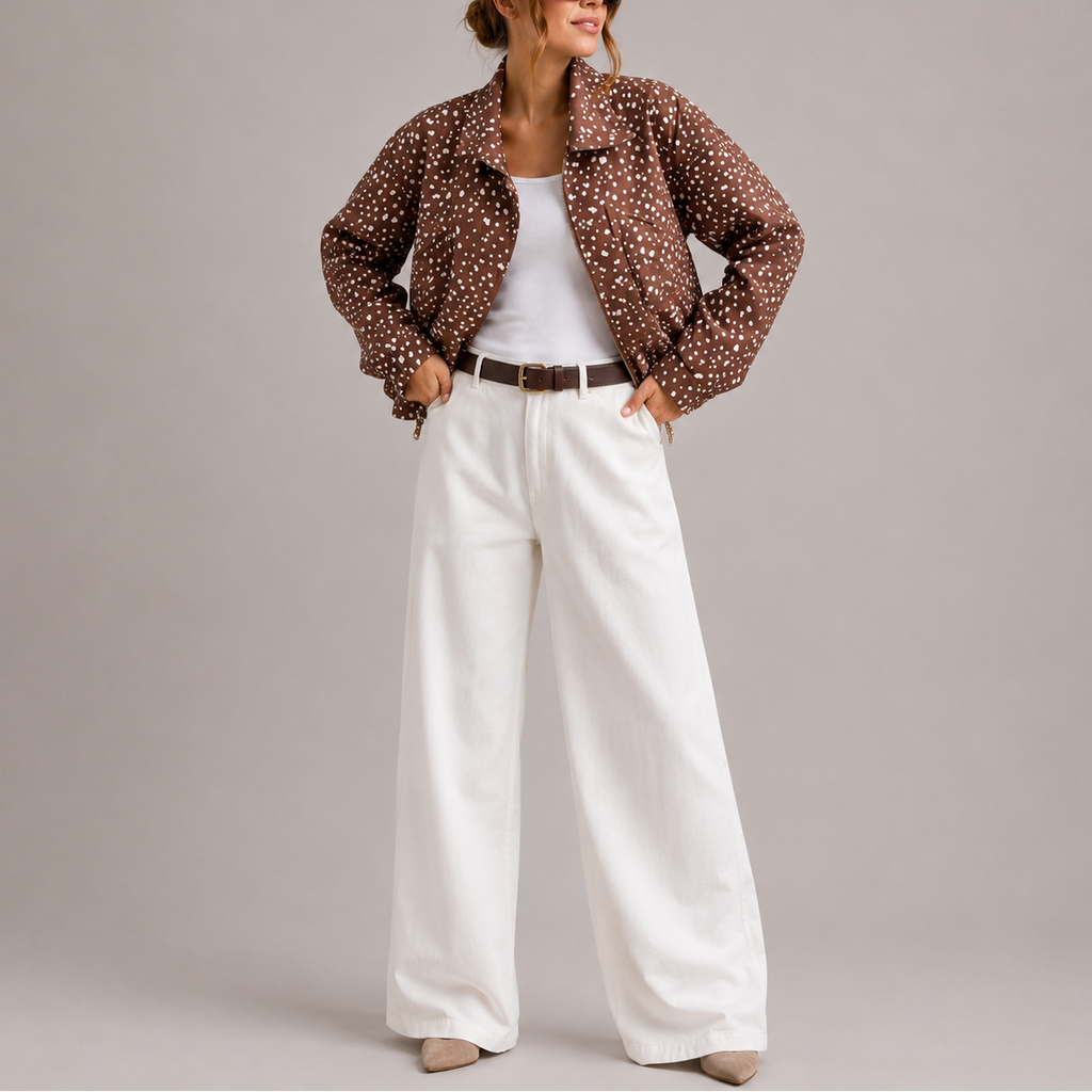 Polka Dot Cropped Bomber
