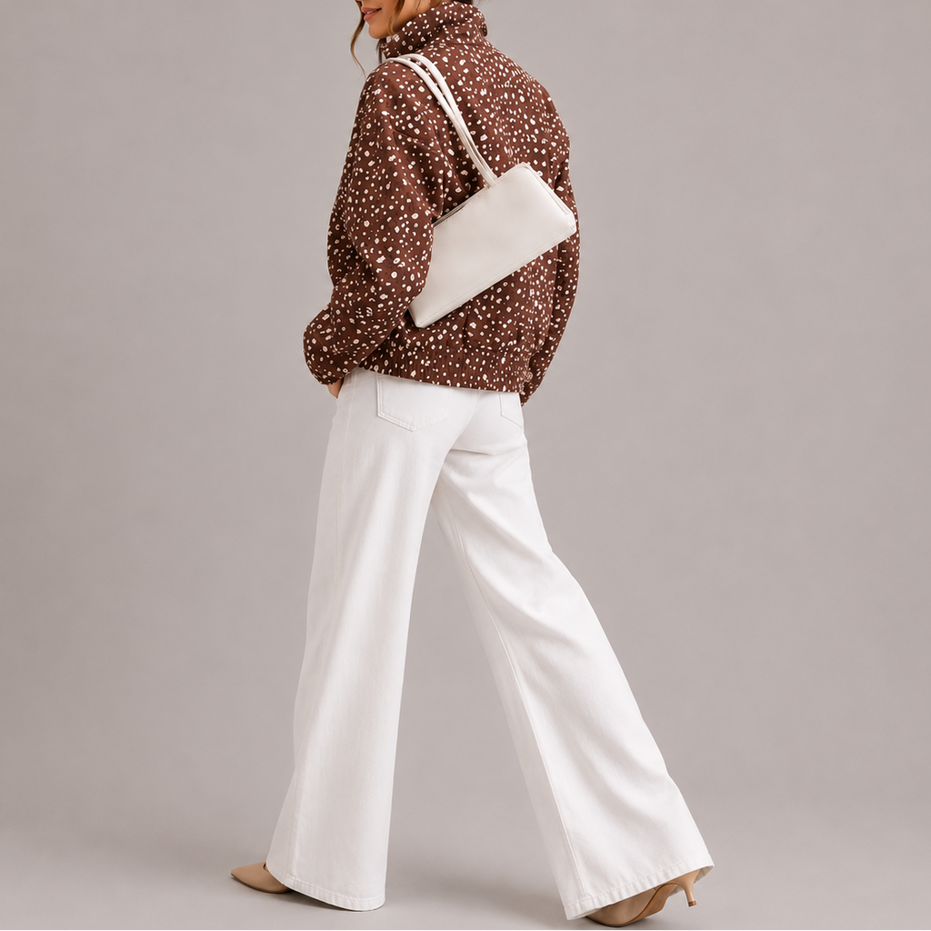 Polka Dot Cropped Bomber