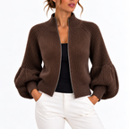 Cropped Puff Sleeve Cardigan