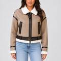 Cropped Teddy Aviator Jacket
