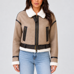 Cropped Teddy Aviator Jacket