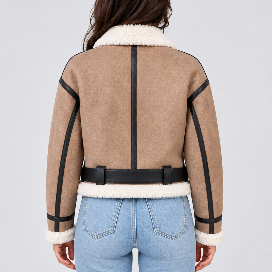 Cropped Teddy Aviator Jacket