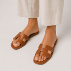 H-Strap Leather Slides