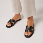 H-Strap Leather Slides