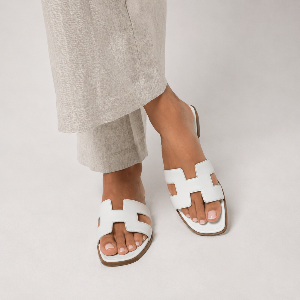 H-Strap Leather Slides