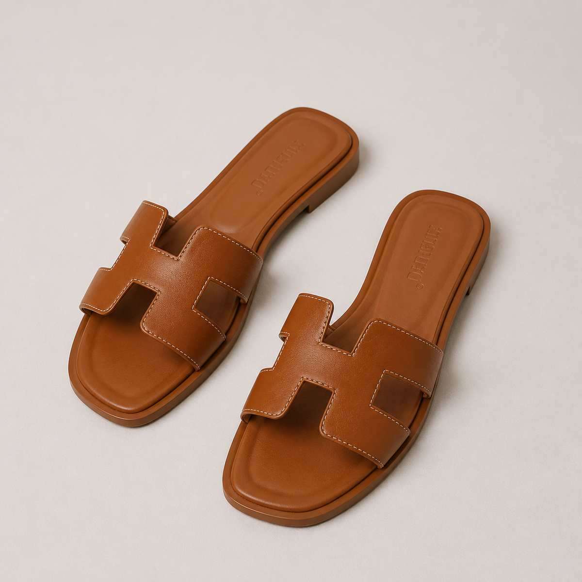 H-Strap Leather Slides