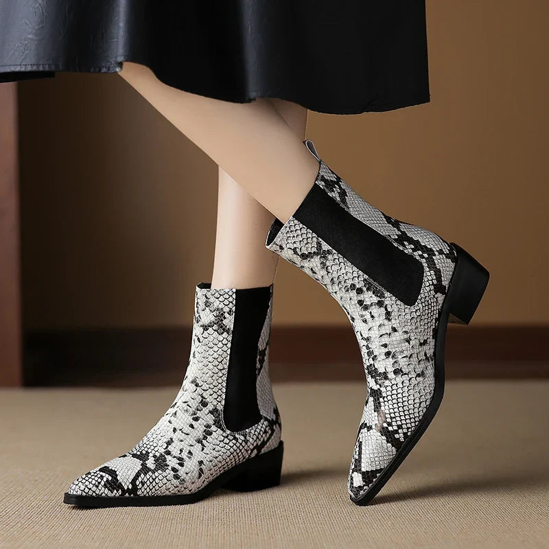 Seraphina Snakeskin Booties