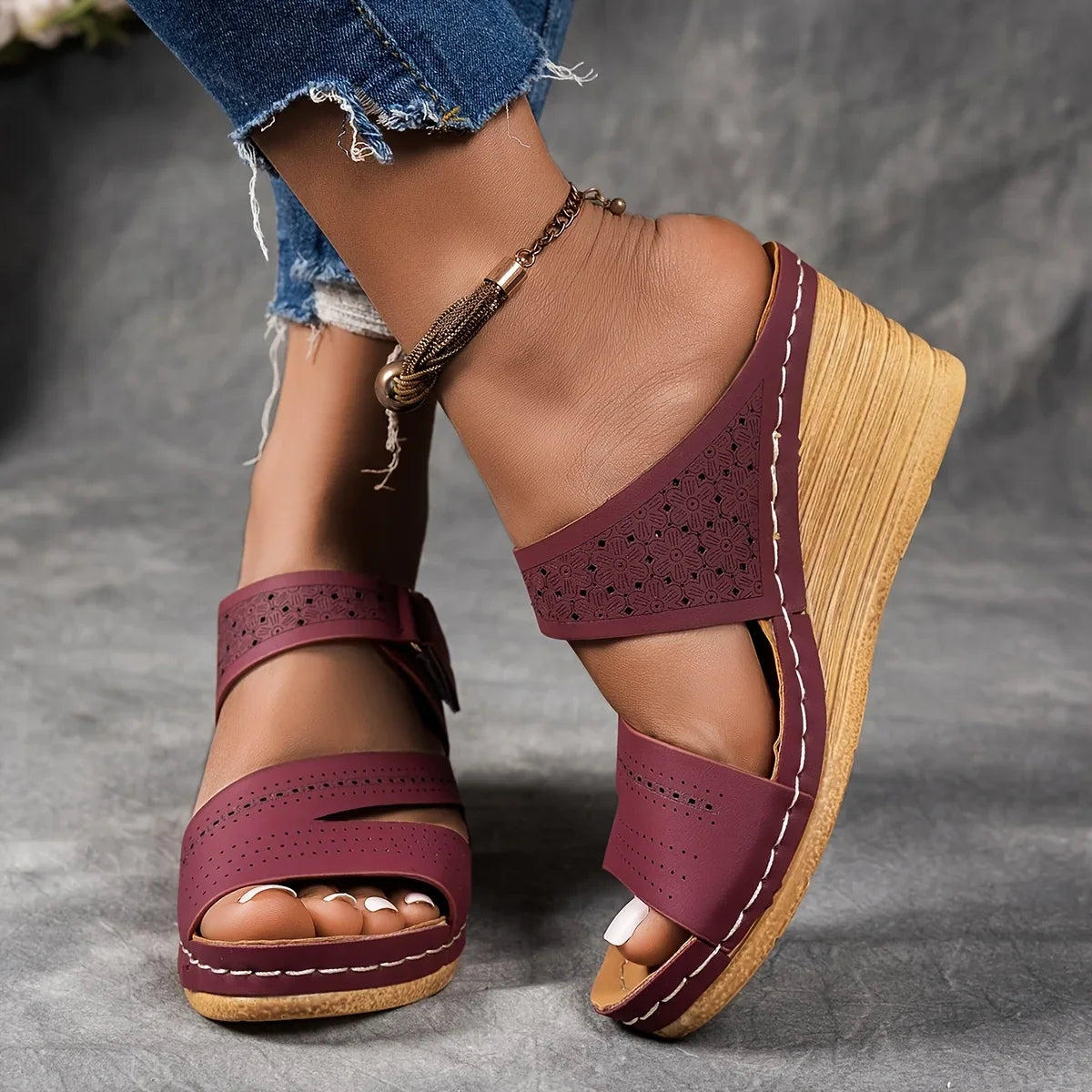Sandra Leather Wedges