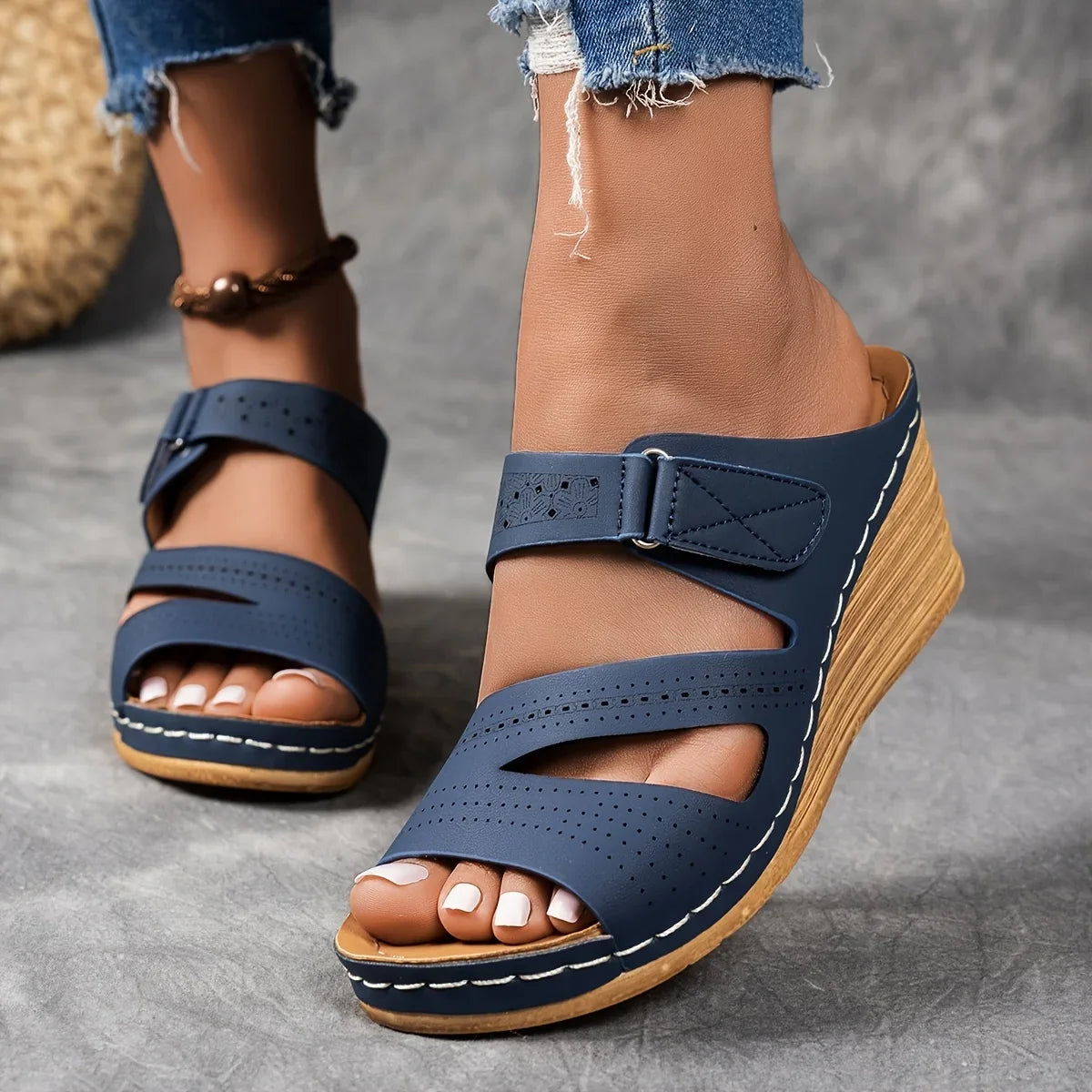 Sandra Leather Wedges