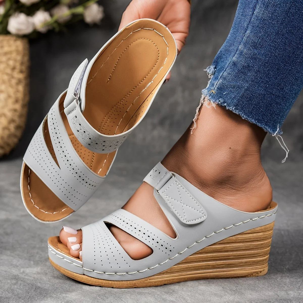 Sandra Leather Wedges