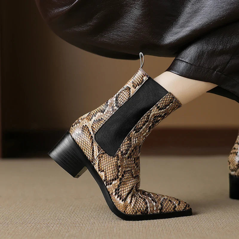 Seraphina Snakeskin Booties