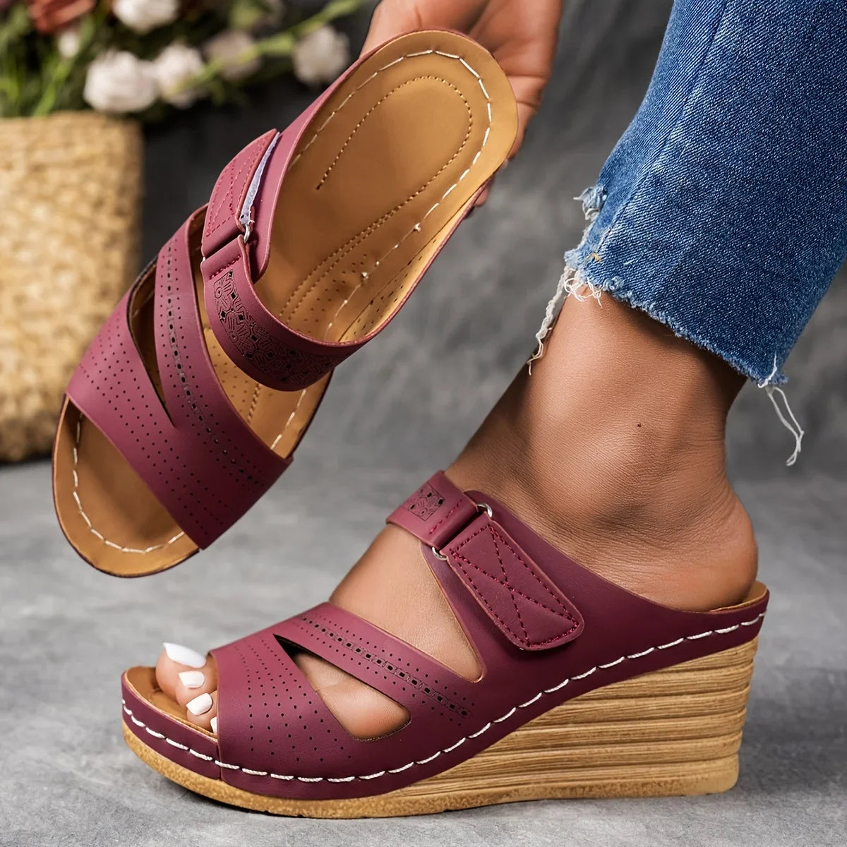 Sandra Leather Wedges