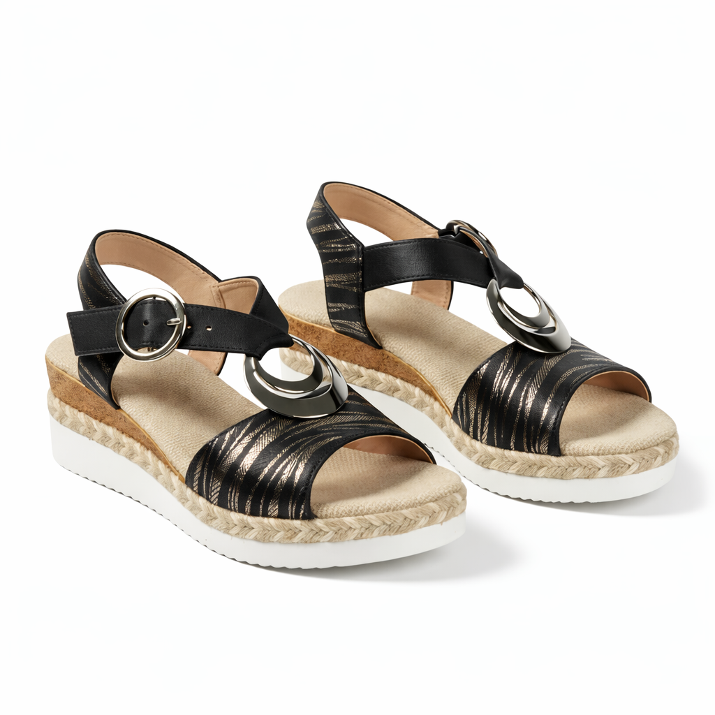 Metallic Wedge Sandals