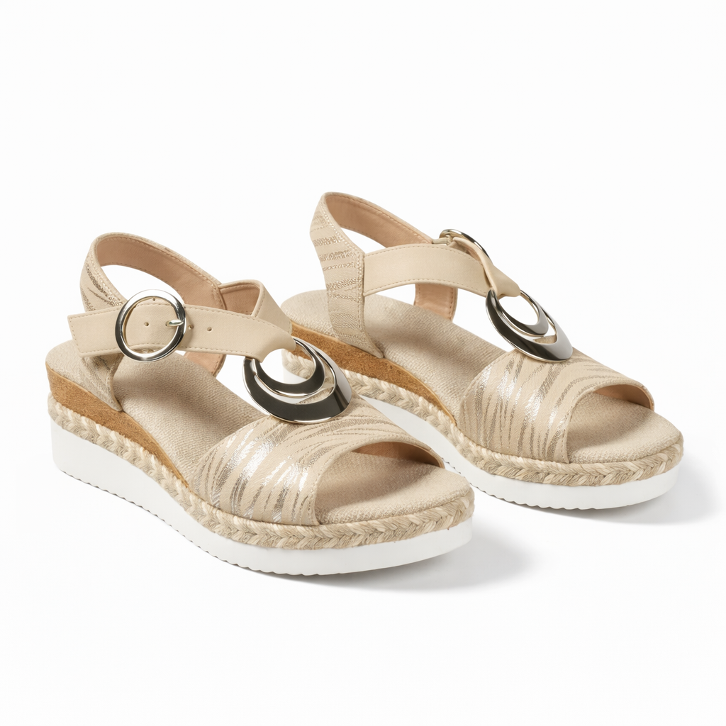 Metallic Wedge Sandals