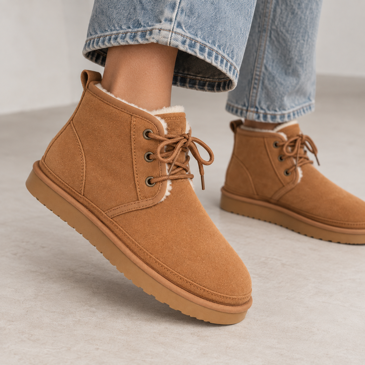 Lace-Up Suede Boots