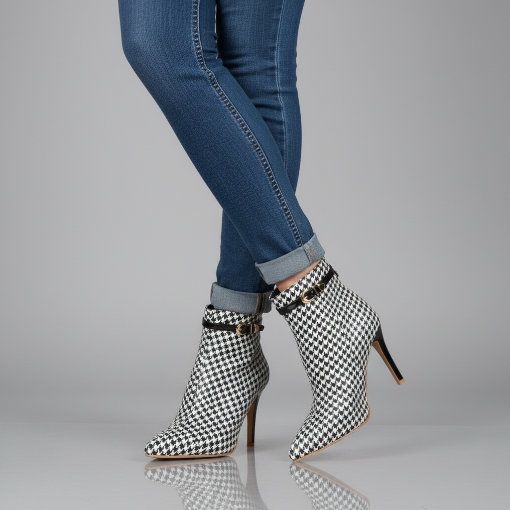 Hannah Houndstooth Boots