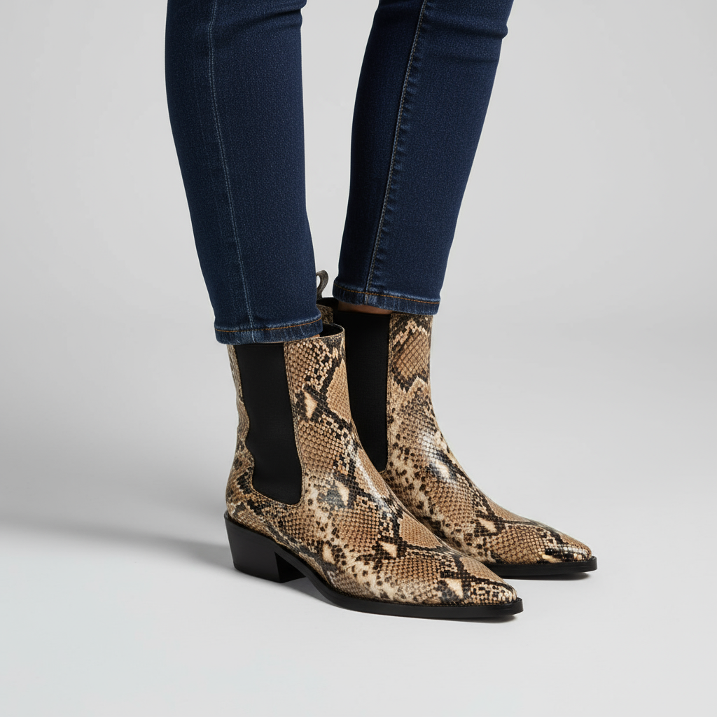 Seraphina Snakeskin Booties